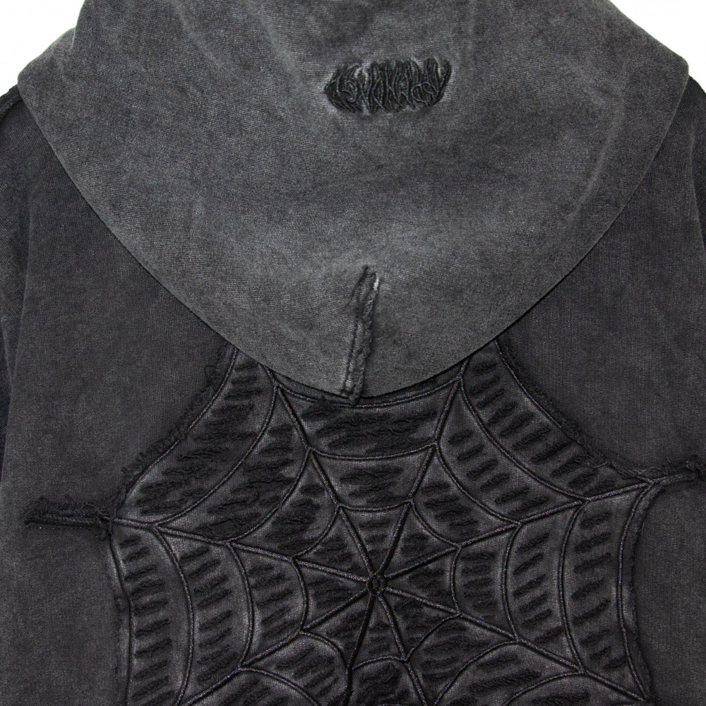 An-Appendage Full Zip Spider Hoodie (Washed Grey)